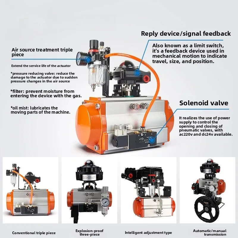 DQV AT Pneumatic Actuator for Ball/Butterfly Valve, Double/Single Acting Air Cylinder ON-OFF