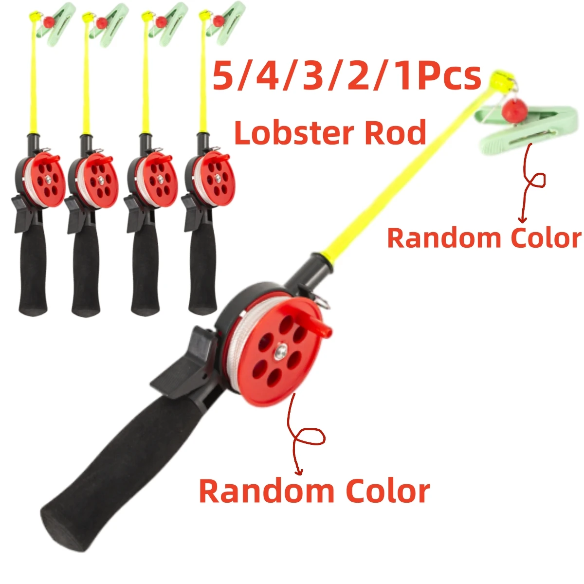 قضيب جراد البحر محمول رائع للأطفال، مجموعة صيد متينة من البلاستيك الآمن والممتع بدون خطاف لمجموعة صيد السلطعون البحري #1