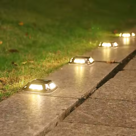 4PCS Solar Dock Lights 8LEDs Deck Driveway Light Outdoor Waterproof Wireless for Path Warning Garden Walkway Sidewalk Steps Deco