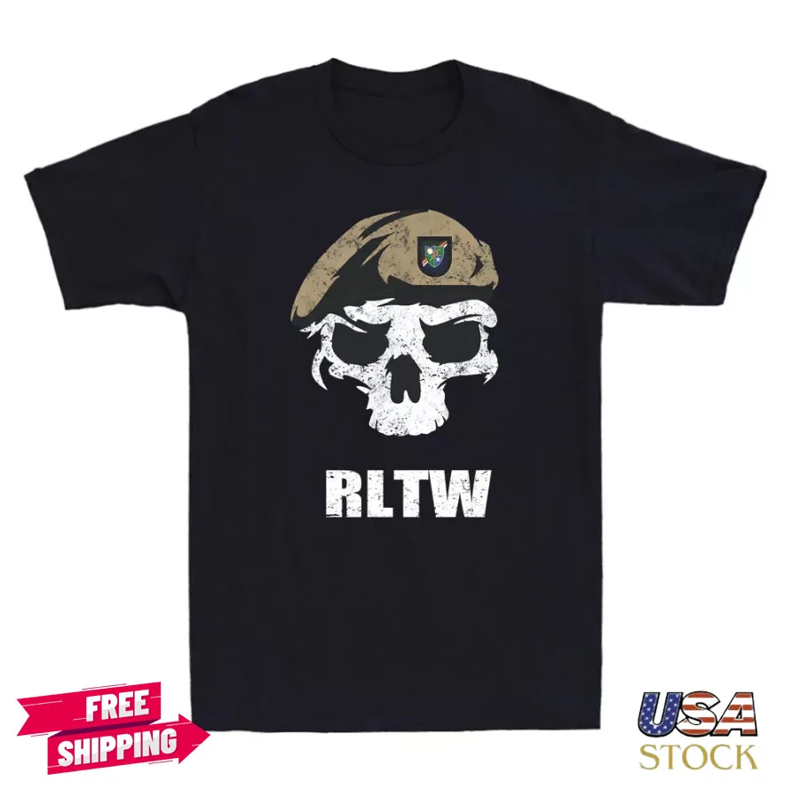 Army Ranger Regiment RLTW SkuII Tan Beret Vintage Men's Short Sleeve T-Shirt Tee