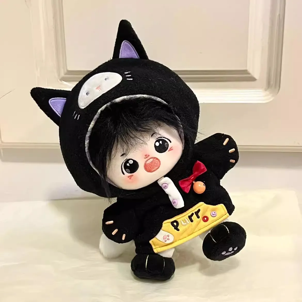 Original Lovely Cat Jumpsuit Suit For 20cm Doll Toy Brown Black Clothes Costume Cosplay Gift Cute