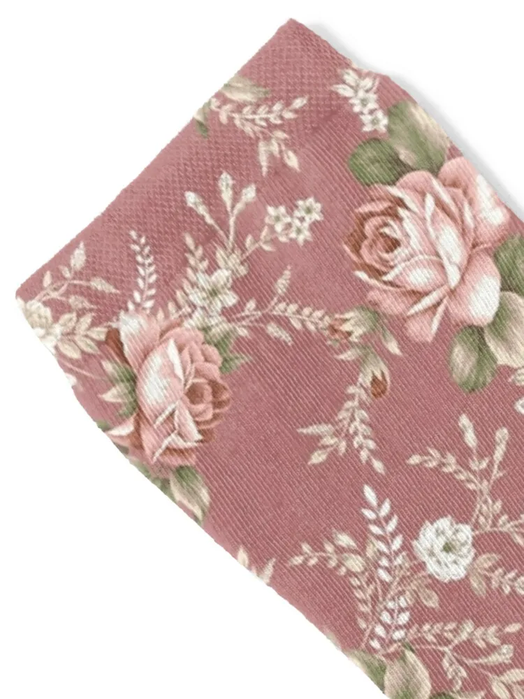 Vintage Blush Roses - Dk. Pink Background Socks cycling heated Socks For Girls Men's