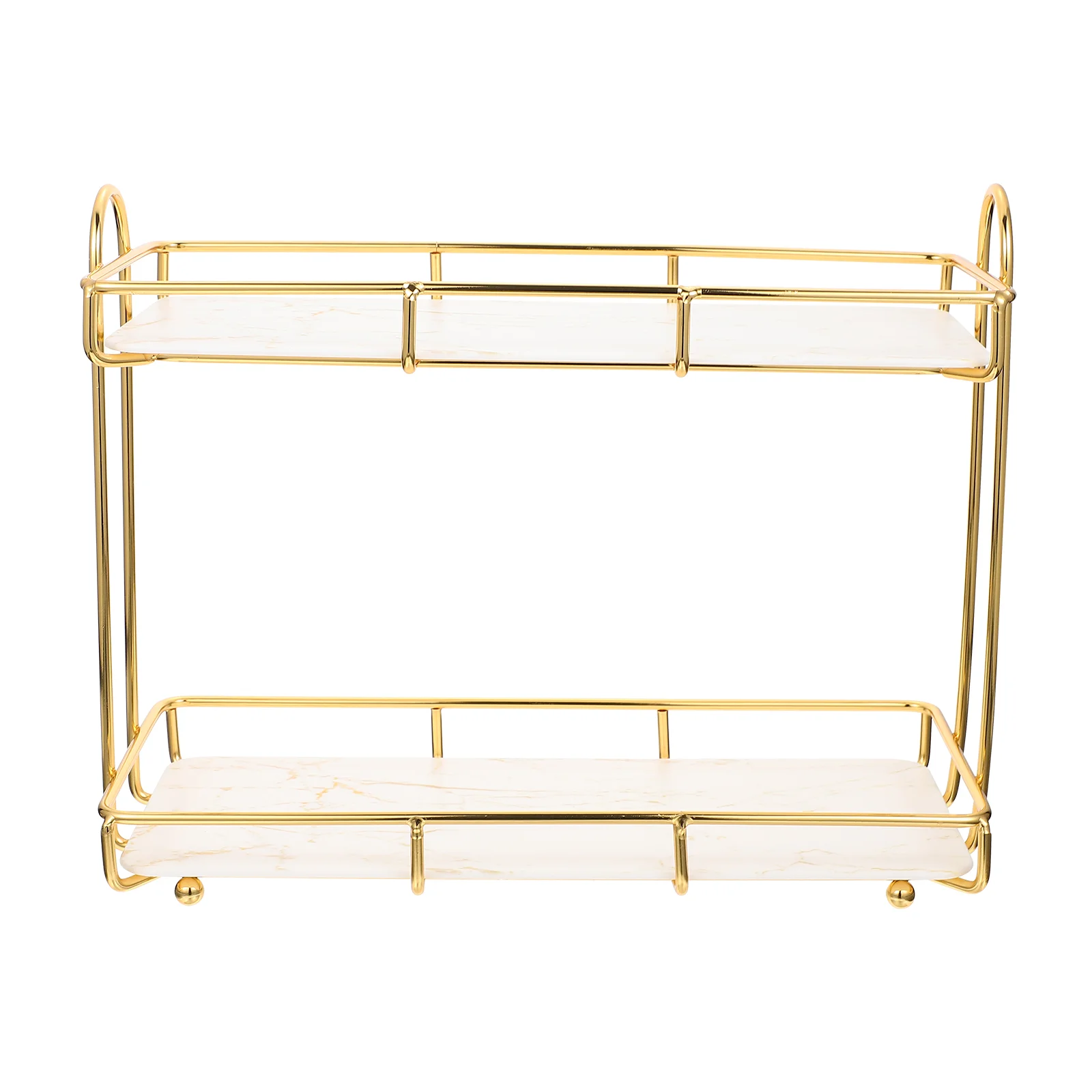 2 Tier Cosmetics ganizer Bathroom Vanity Shelf Gold 2 Layer Desktop Storage Rack for Facial Cleanser Shampoo Body Wash Space