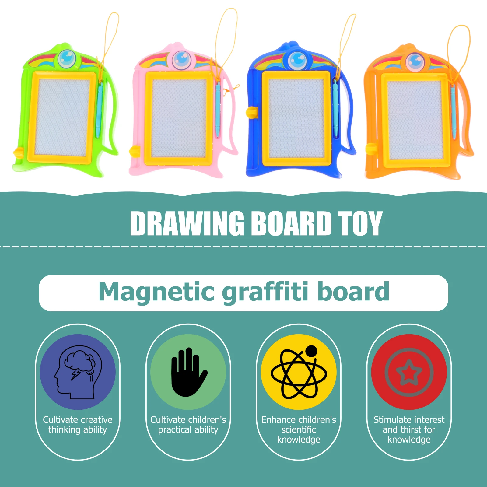 4-delige tekentafel voor kinderen, schetsspeelgoed, schrijfvloeistof, kristal, uitwisbaar plastic