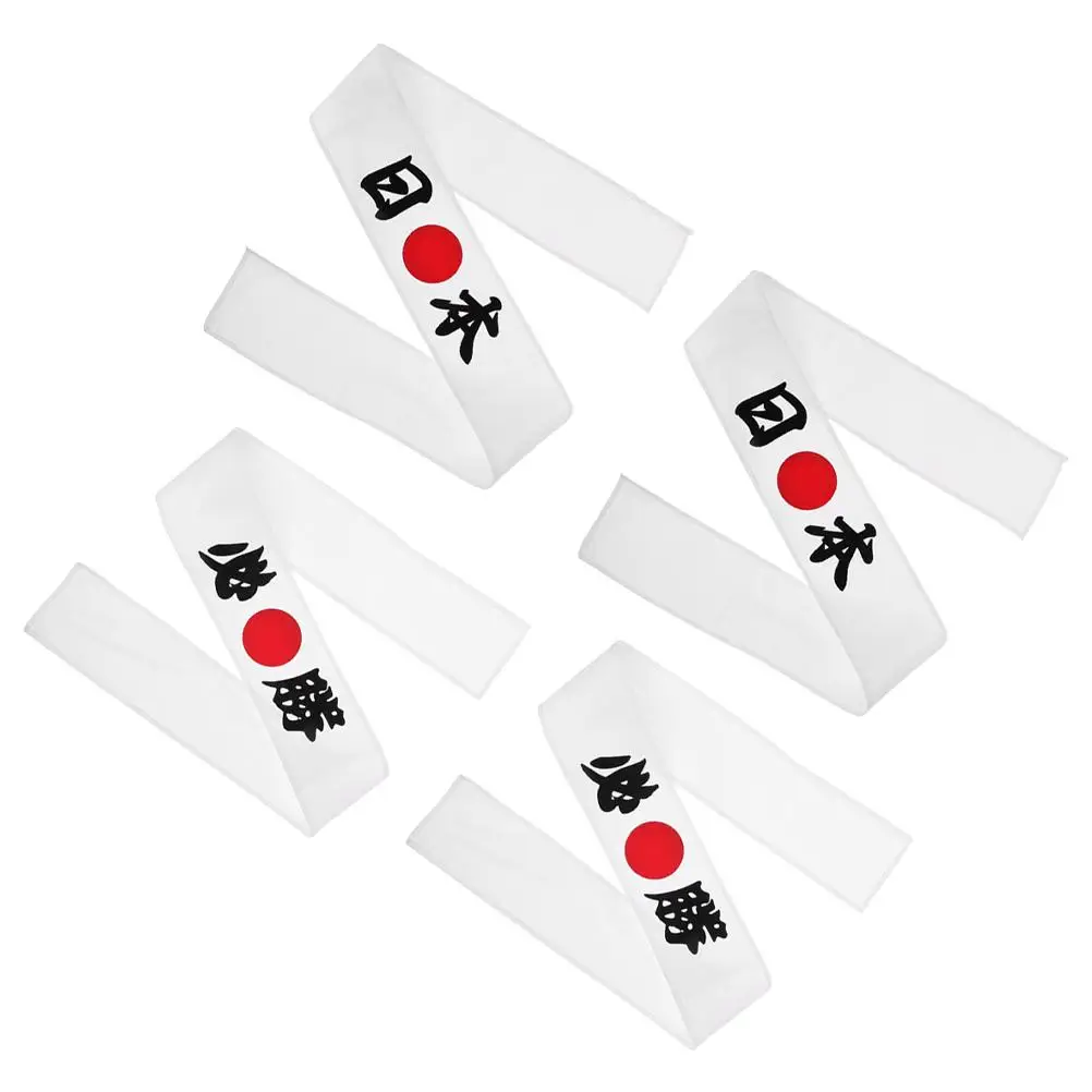 

4pcs Japanese Chef Hair Belt Headbands Wide Samurai Karate Bandanas Men White Cooking Cheerleading Training Fitness