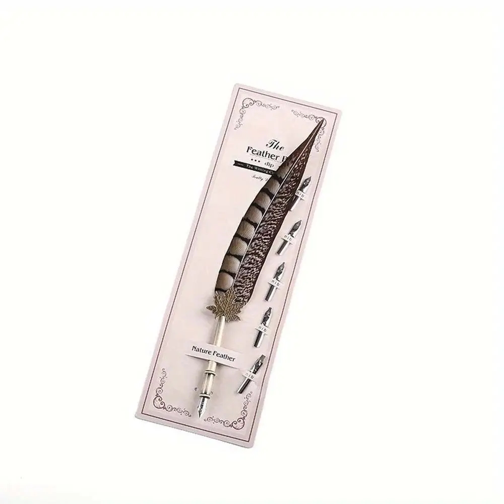 الأوروبي خمر الطاووس ريشة القلم قلم حبر الخط توقيع قلم حبر الأعمال 5 المناقير ريشة تراجع القلم هدية عيد ميلاد