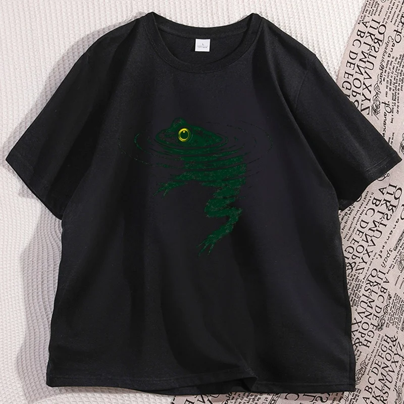 Frosch-Schwimm-T-Shirt, Sommer-T-Shirt für Männer und Frauen, lustiges Tier-Grafik-T-Shirt, elastisch, lässig, kurzärmelig, atmungsaktiv, Rundhals-T-Shirt – Detail 7