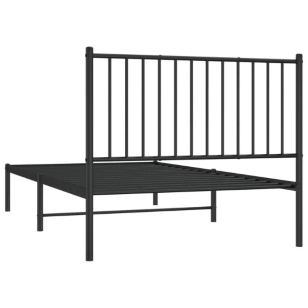 Metal Bed Frame with Headboard Black 100x190 cm