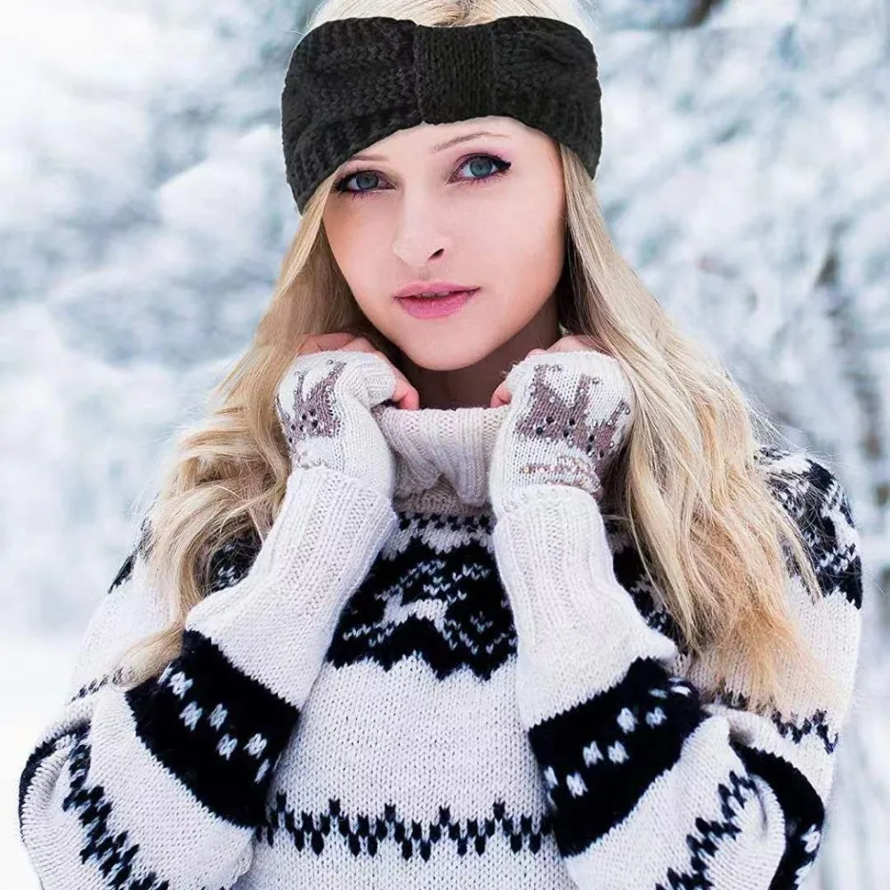 New in Plush Thick Wool Knitting Sports Headband Autumn Ear Protection Ear Warmer Women Thermal Insulation Cold Proof Head Cover
