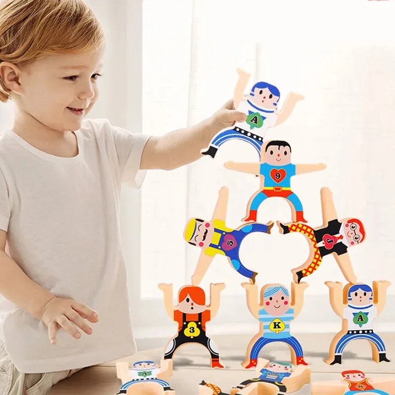 DIY Montessori Toys Balance Doll Building Blocks Board Stacking High Blocks Play Games Early Educational Toys For Children Kids