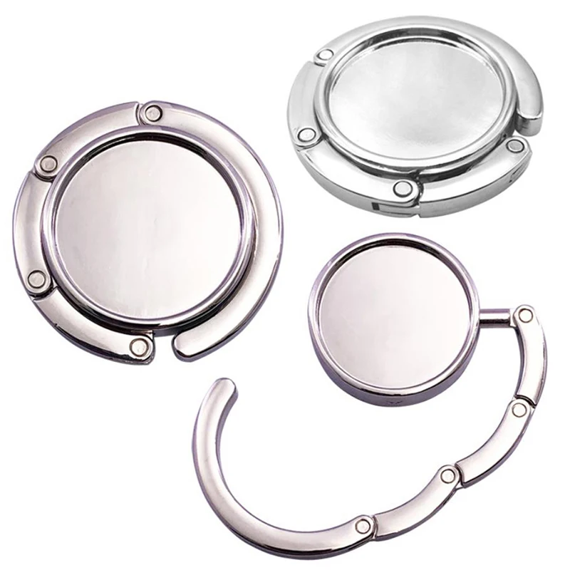 1pc Round Shape Portable Folding Bag Handbag Tote Table Hanger Fold Hook Holder Purse Hanger Holder Home Organizer