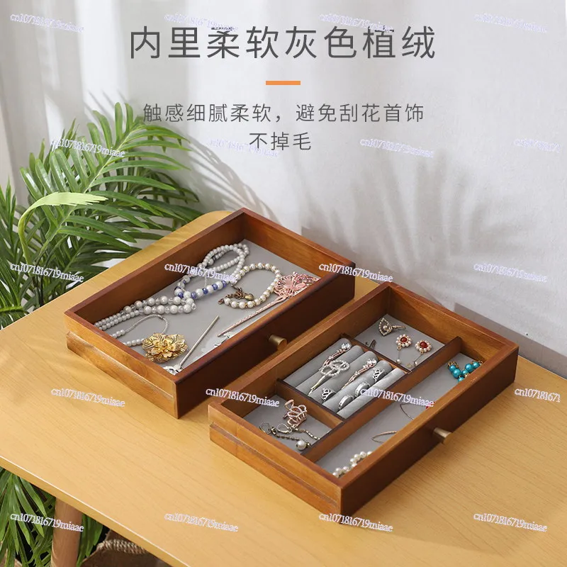 Retro Jewelry Chinese Dressing Solid Wood Jewelry Box Storage Box Ancient Chinese Style Home Large