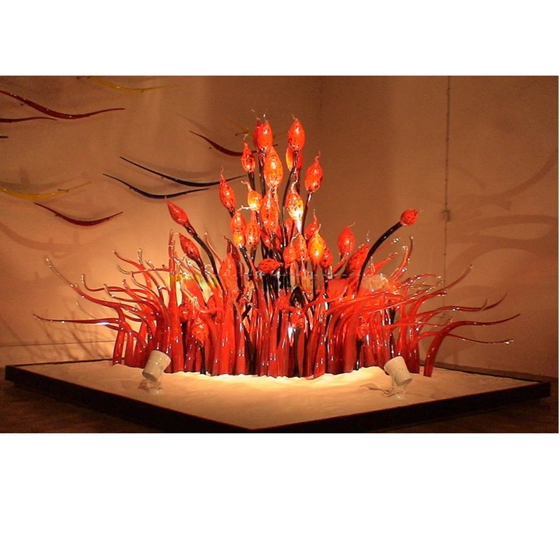 Modern hand blown murano style Indoor Hotel decorative art large floor glass sculptures