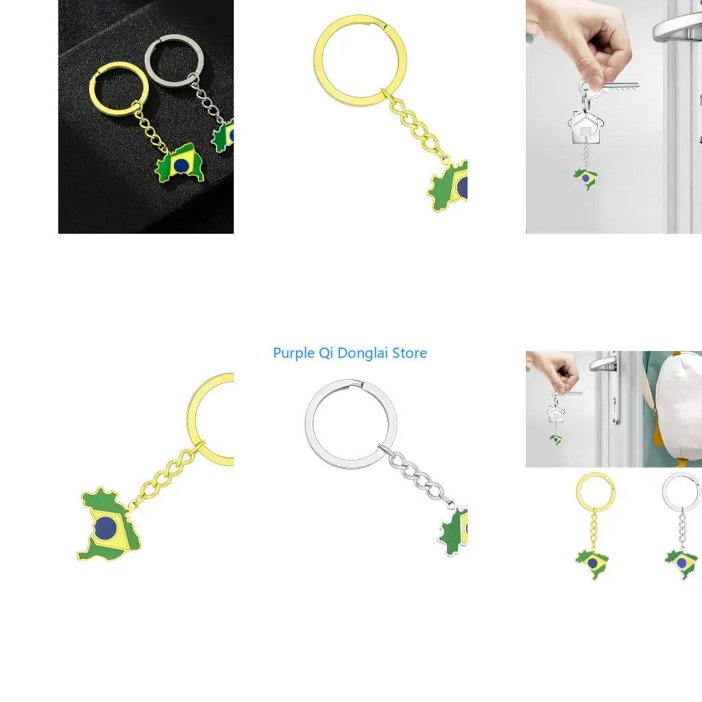 L21E Elegant Brazilian Flag Keychain Versatile Brazil Map Holder Durable Steel Material Brazil Culture Keyrings
