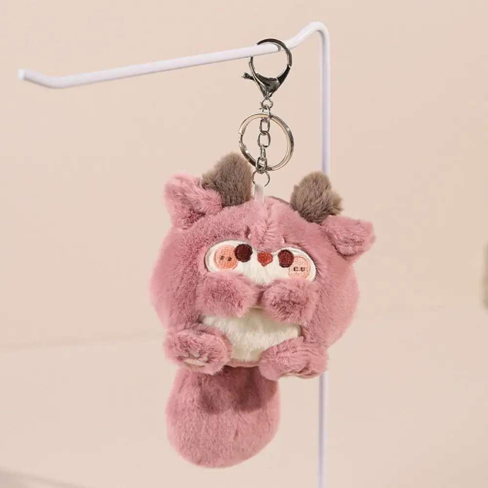 PP Cotton Plush Cat Keychain Squeaking Monkey Squeak Cat Plush Keyring Cartoon Korean Style Plush Panda Doll Pendant Lady Girls