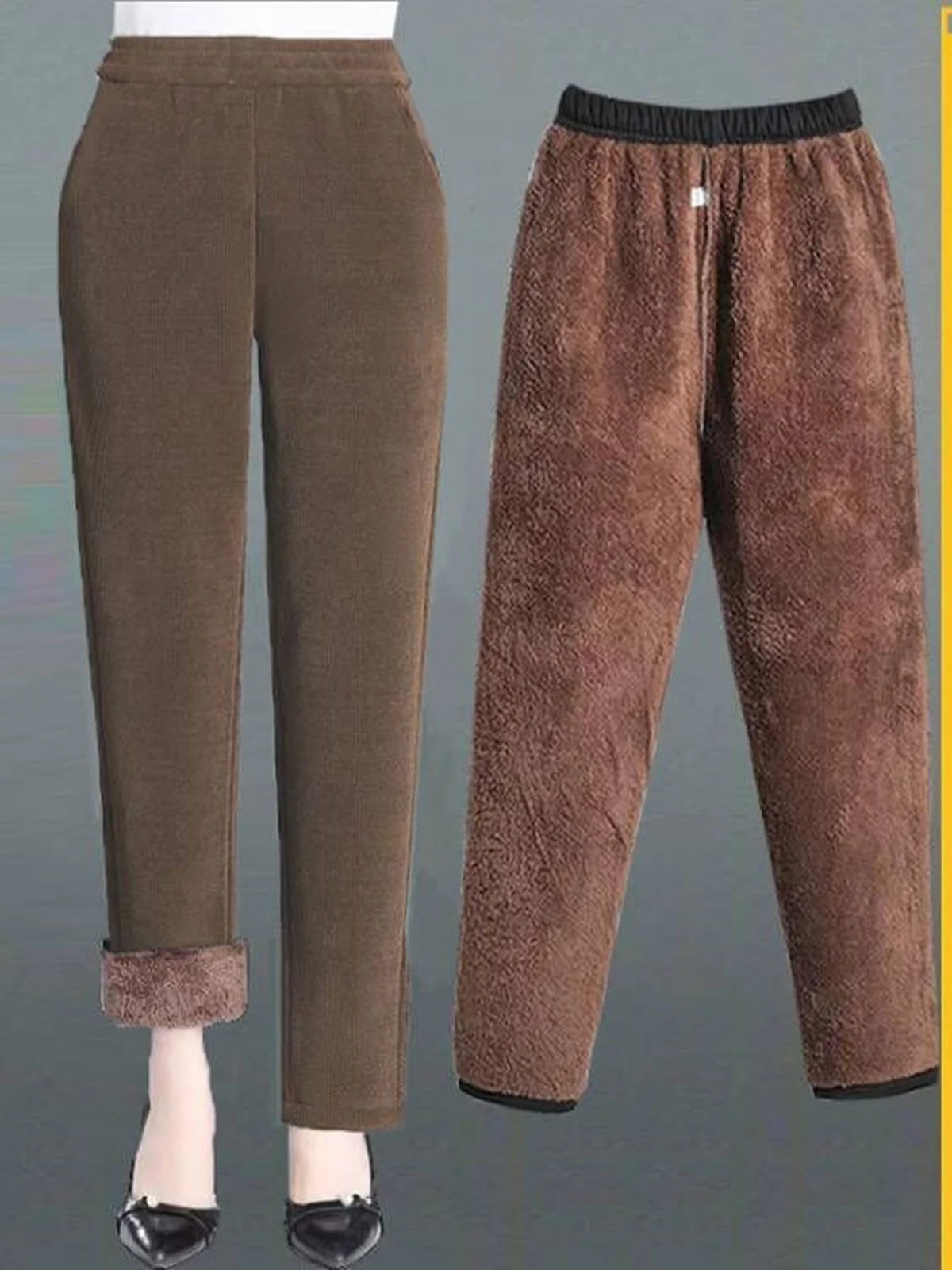 

Женские вельветовые повседневные брюки-харлан Thiened Lamb Velvet на подкладке, теплые хлопковые прямые брюки для отдыха, модные
