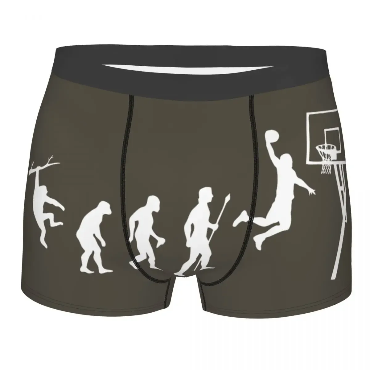 Man Boxer Shorts Panties Born To Play Basketball Evolution Funny T Shirt Mid Waist Underwear Male  Underpants