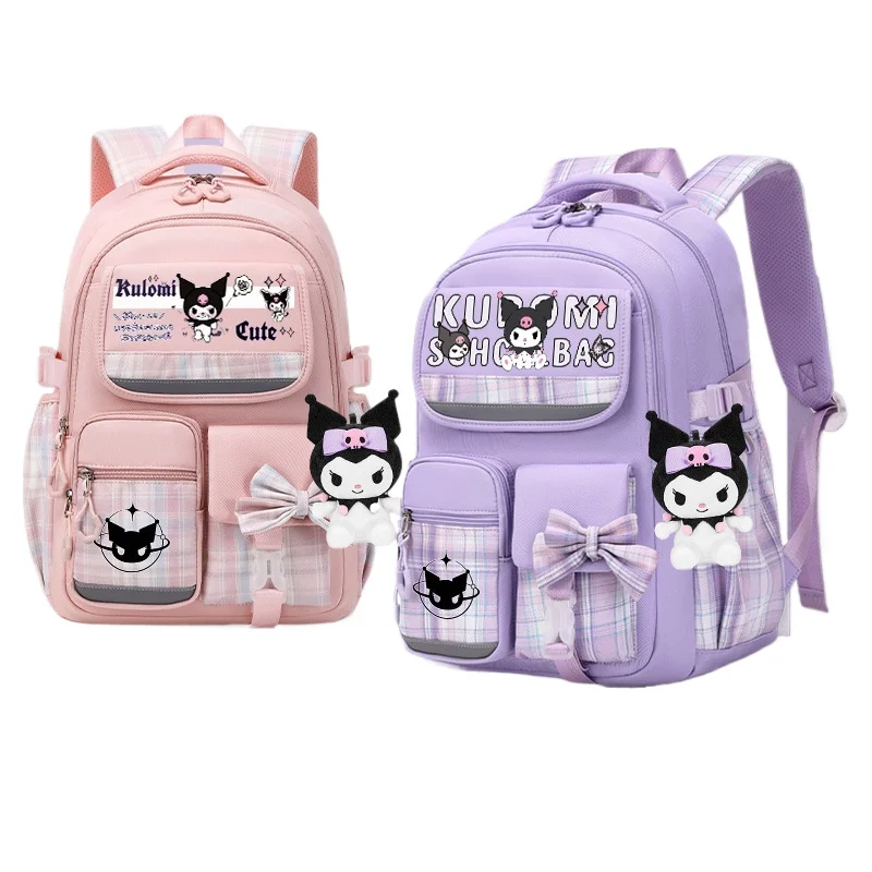 Sanrio Backpack Kuromi  Elementary School Backpack Student Bag Large Capacity Women Bag  Child renGirls Gift preschool backpack