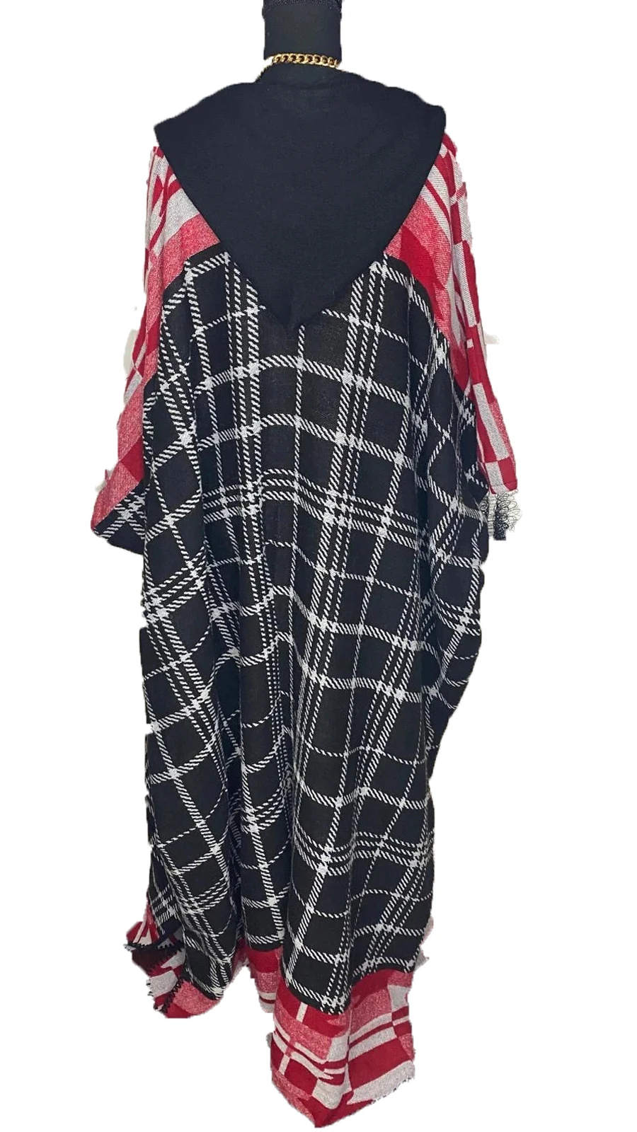 2024 Winter New Fashion Tartan Design Warm Loose Cardigans Oversize African Women Thick Hooded Duster Coat Streetwear jacket