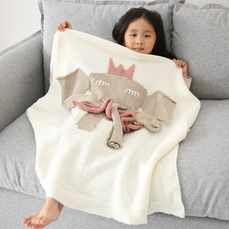 Ins Popular Children's Knitted Blanket Newborn Blanket Thread Blanket Kindergarten Nap Blanket Cartoon Animal Baby Cover Blanket