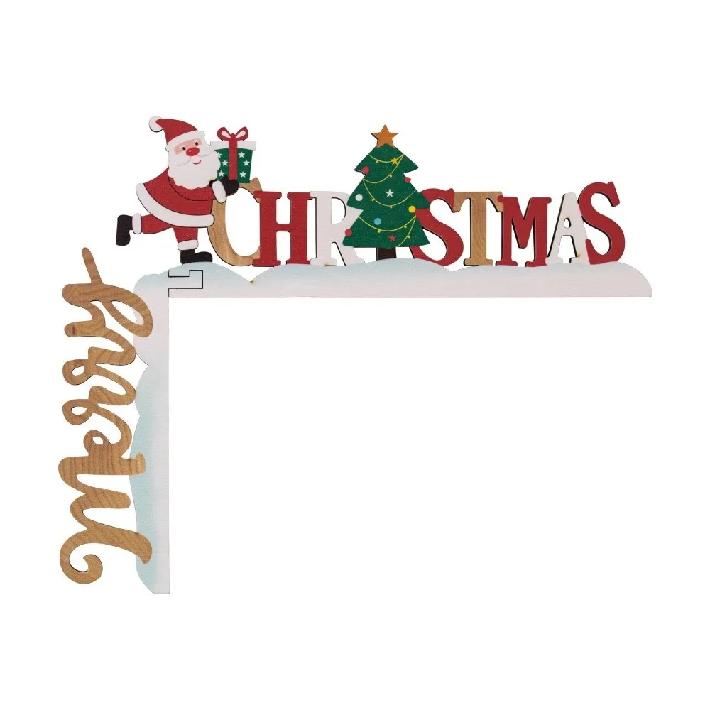 2D Flat Design Christmas Letter Door Frame Hanging Colorful Wooden Wooden Christmas Letter Santa Claus Creative