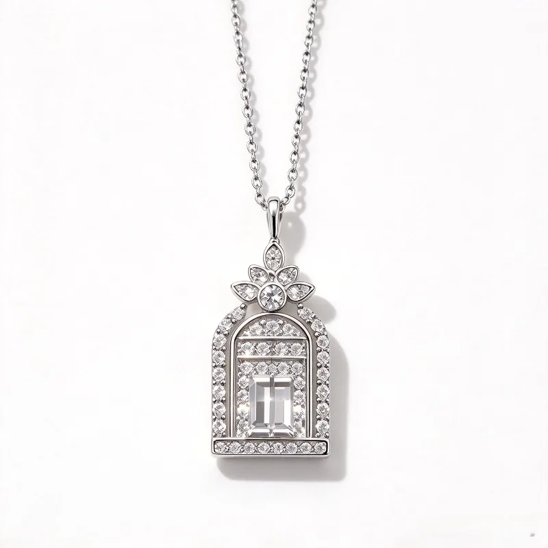 Women's Arched Rectangular Cut Pendant Necklace, Retro Luxurious Geometric Shaped Jewelry, Perfect for Wedding Banquets, Formal Occasions, Daily Wear, Anniversary Dates, and Birthday Gifts