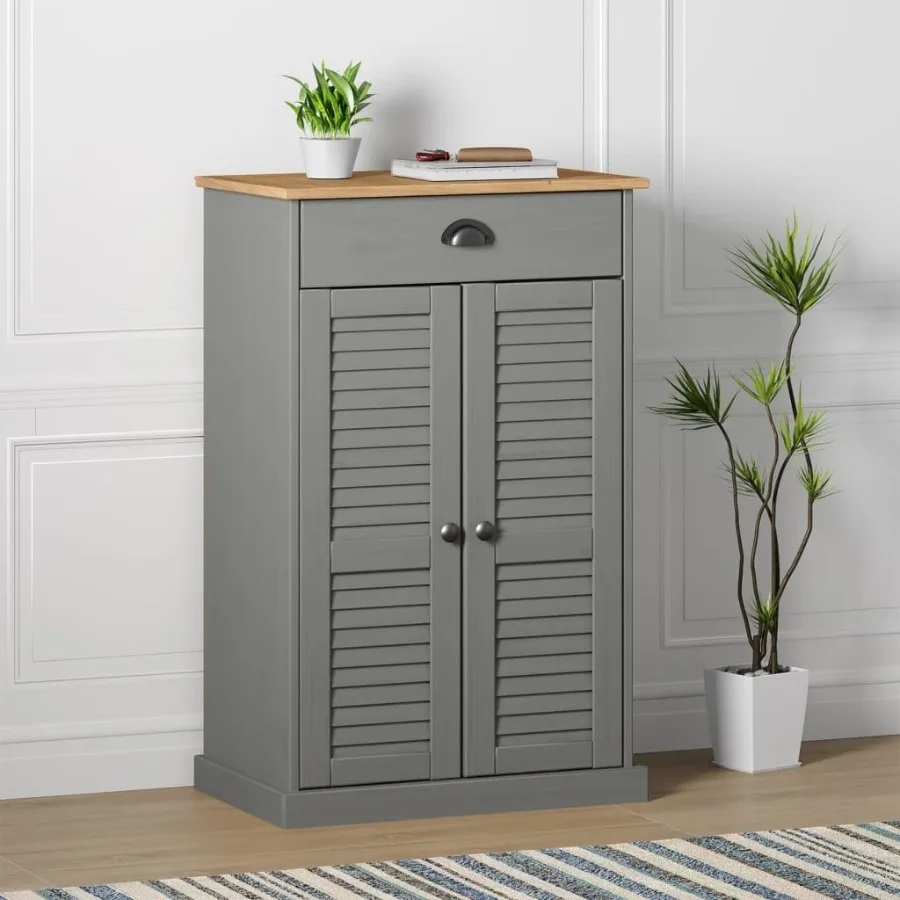 

Shoe Cabinet VIGO Gray 23.6x13.8x37.8 Solid Wood Pine
