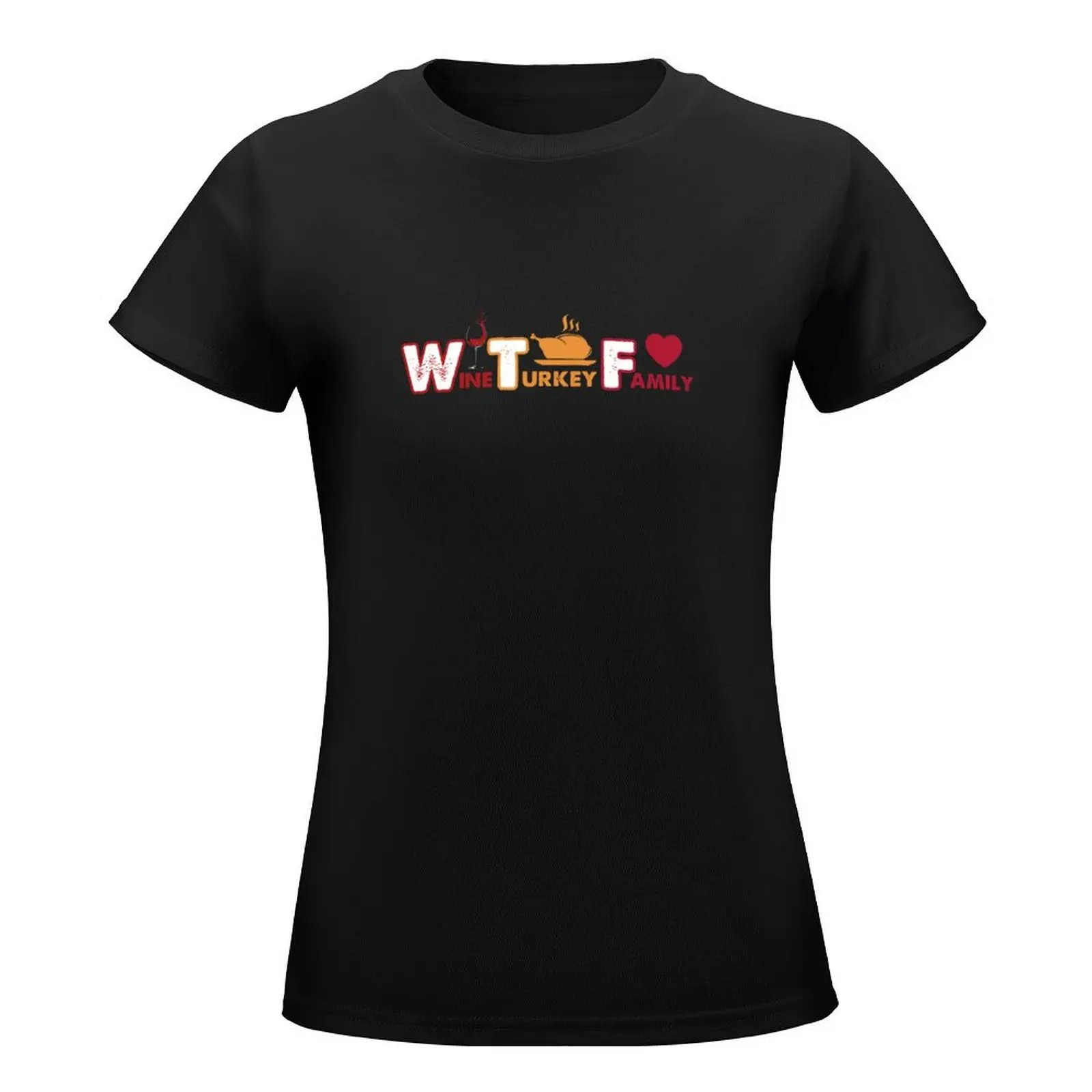 Wine Turkey Family T-Shirt female quick drying sweat anime clothes T-shirts for Women