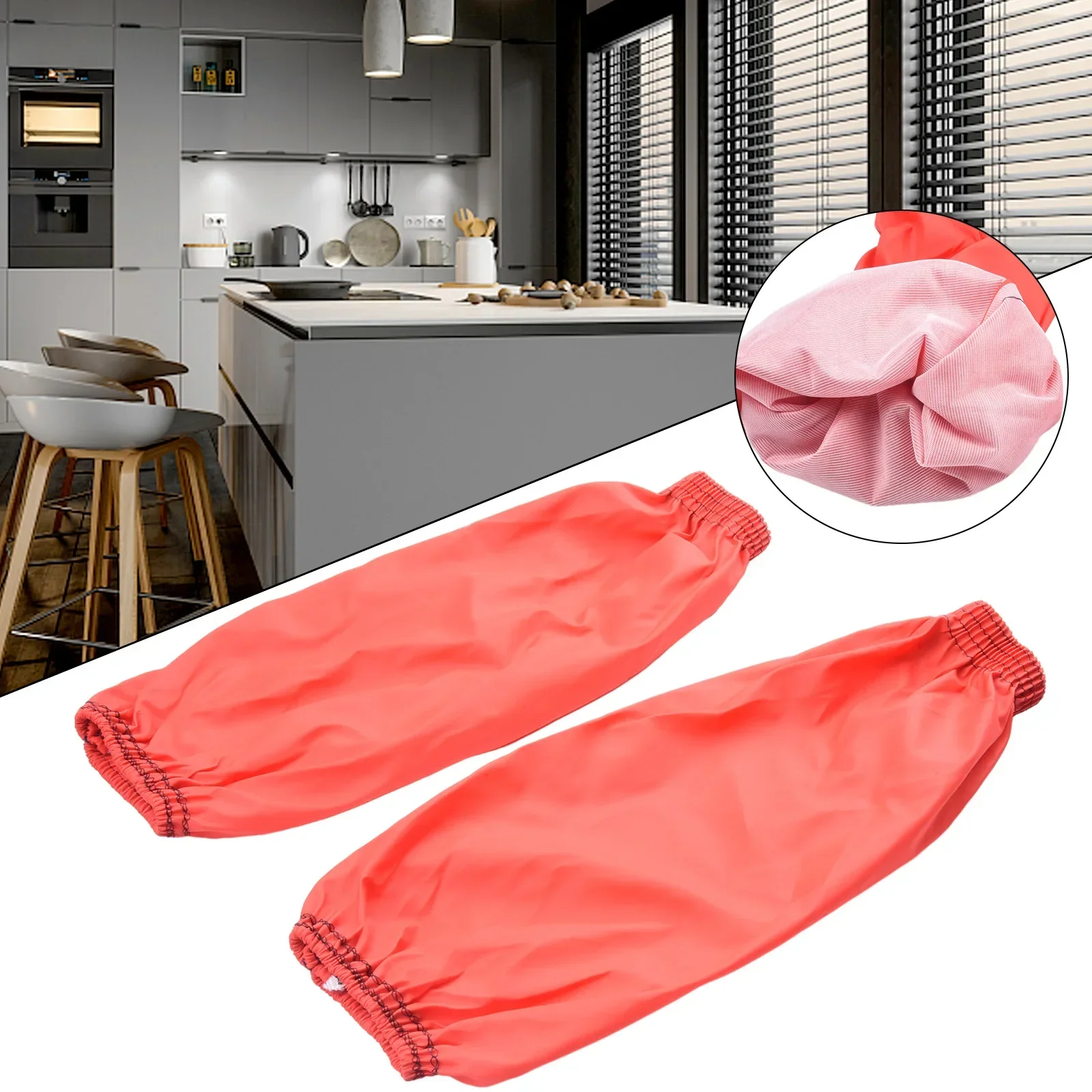 1 Pair Oversleeves PU Over Sleeve Cover Oil 38X18Cm/18X8In Waterproof Elasticated Cuffs Wrist To Elbow  Purple Brown Blue Brown