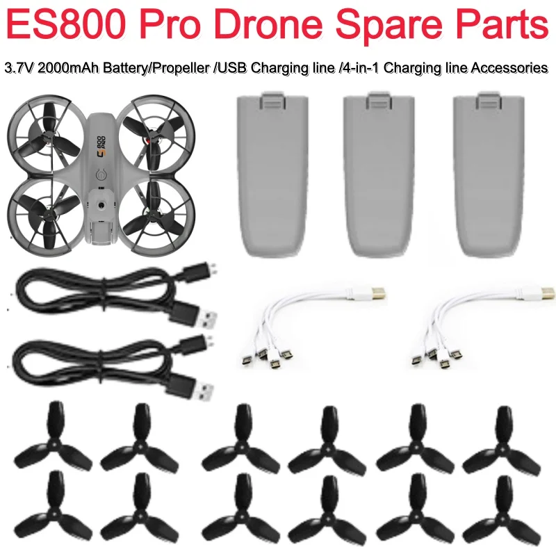 Batterie 3.7V 2000mAh pour Drone ES800 Pro ES800Pro ES800 PRO RC, pièces de rechange, accessoires d'hélice