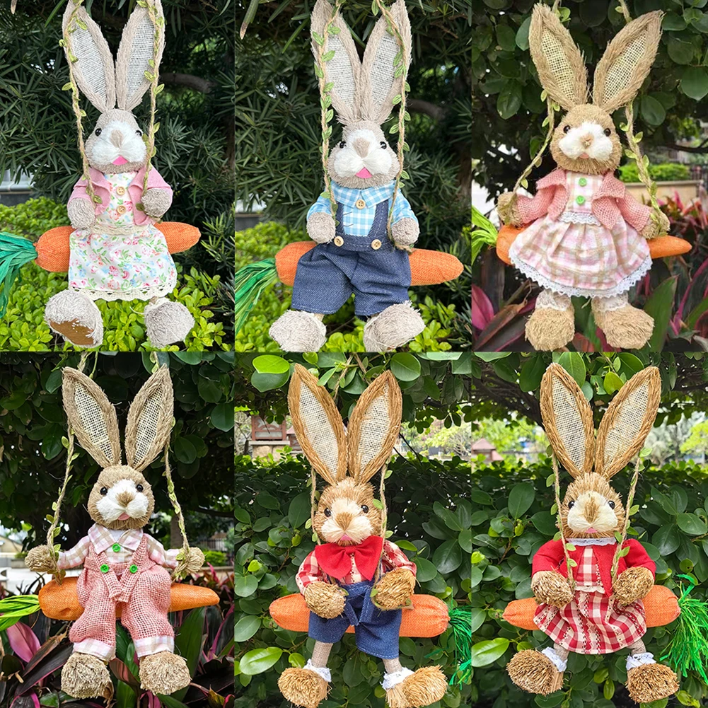 

Плетеная подвесная фигурка кролика ручной работы в стиле бохо, милая пасхальная статуэтка зайца, весенний декор для дома, праздничный подарок для вечеринки