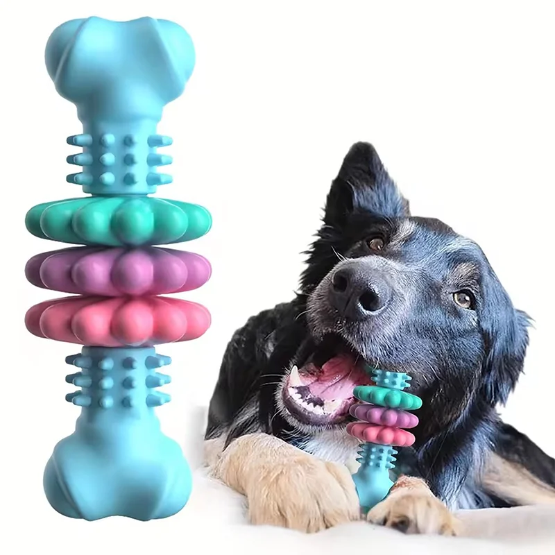 Teeth Cleaning Dog Chew Bone - Jouet en forme d’os indestructible pour
