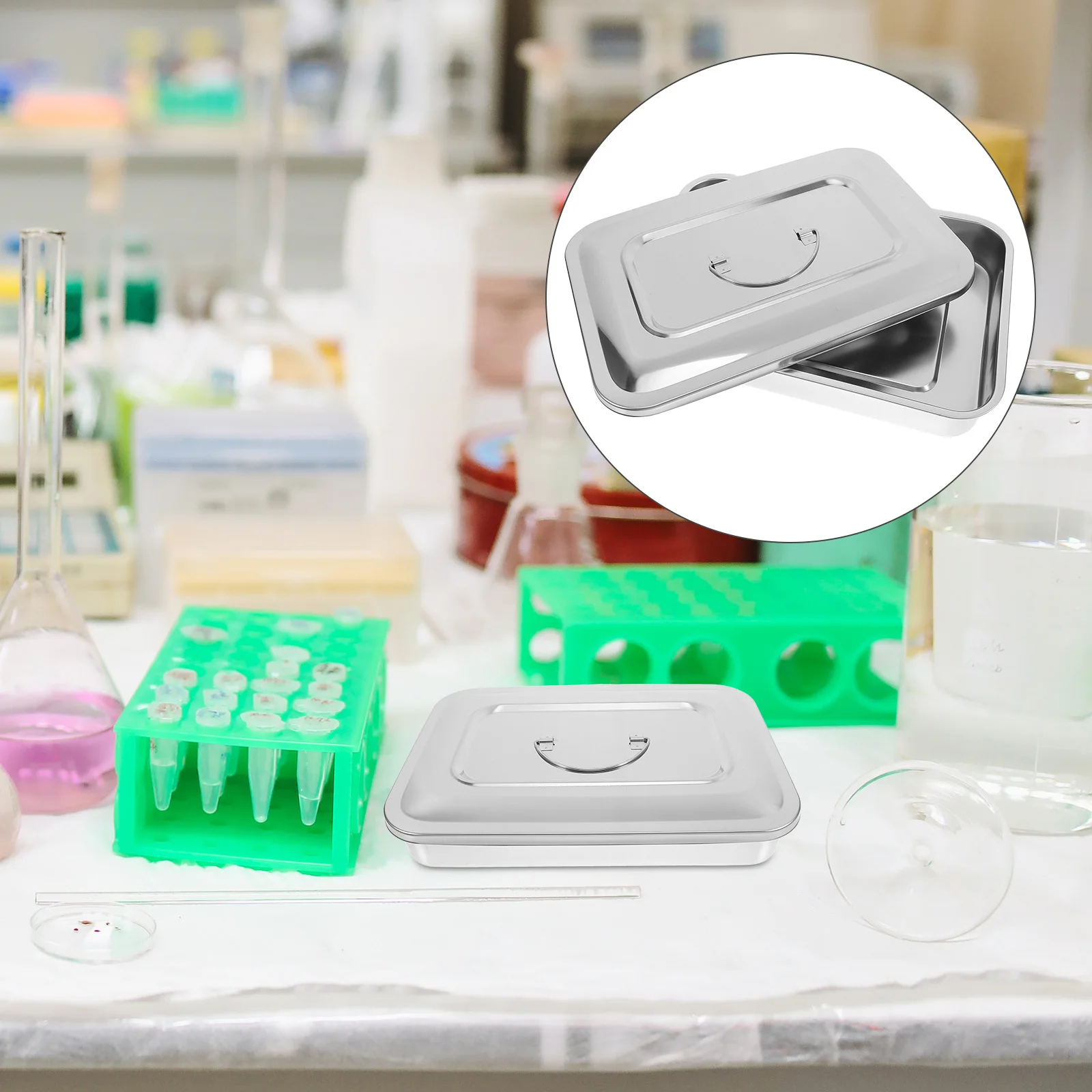 

Stainless Steel Rectangular Medical Disinfection Box Portable Storage Container Lid Durable High Temperature Resistant