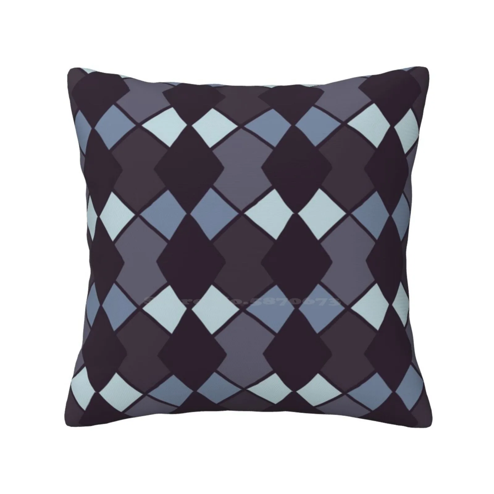 Cool Toned Blue Purple Geometric Pattern Throw Cushion Pillow Cover Purple Violet Argyle Cartoon Diamonds Square Fun Preppy