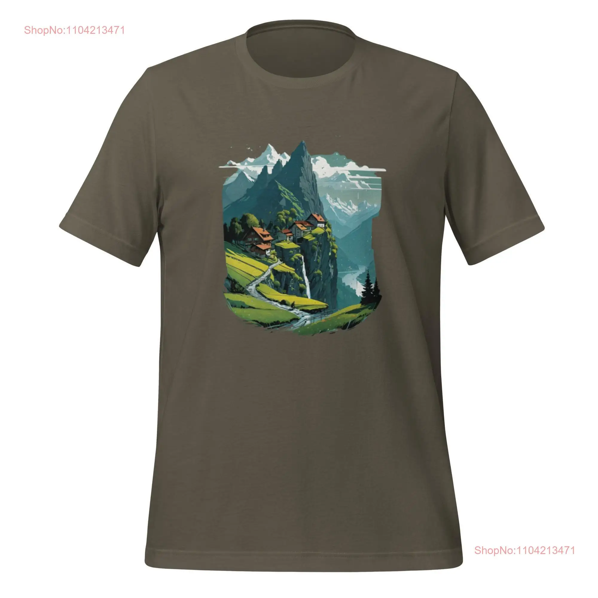 Echoes of the Alps Waterfall Lover T Shirt Mountain camping Jungle Hiking long or short sleeves