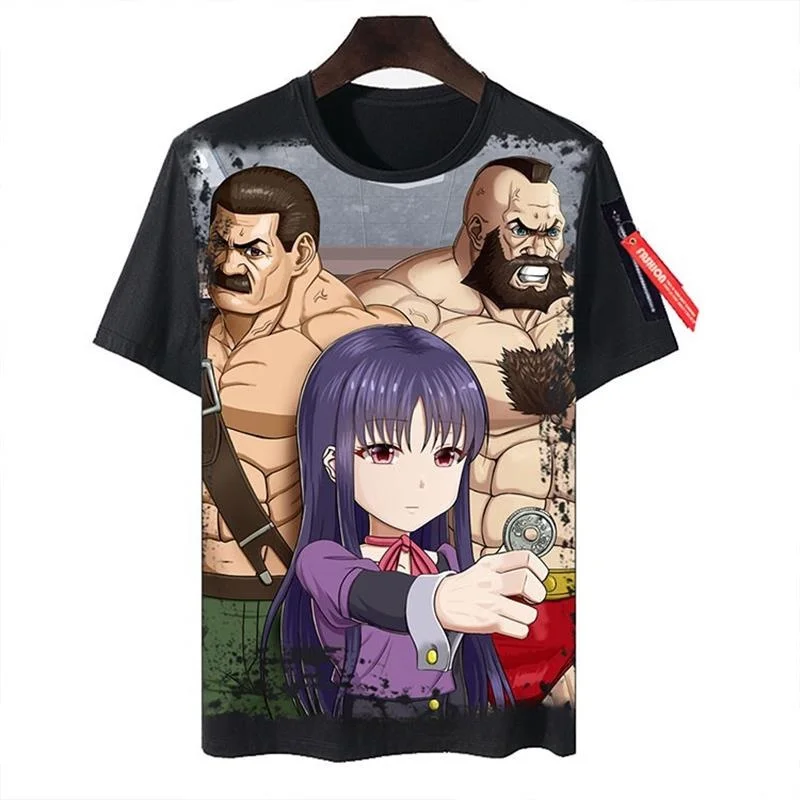 High Score Girl Tshirt Loose Fit Cotton Short Sleeve Cartoon Anime Printed Cross-Border Clothing for Teenage Girls