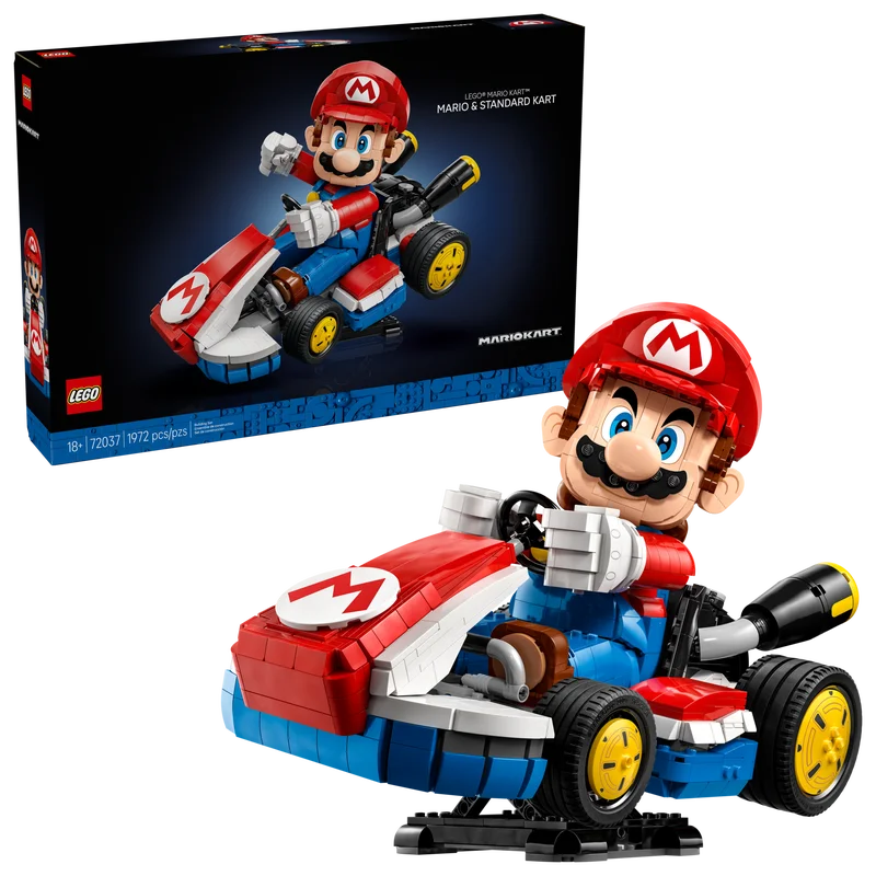 LEGO ®   Super Mario Mario Kart ™   Figura de Mario y Kart Estándar de Nintendo y Coche Construible para Mayores de 18 Años 72037 1972 Piezas