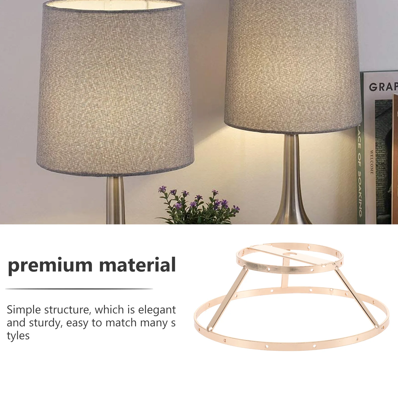 Marco de pantalla de lámpara DIY, estante de pantalla de Metal de 14 y 5cm, doble capa, conchas plateadas, marco de lámpara, lámpara de mesa, iluminación protectora