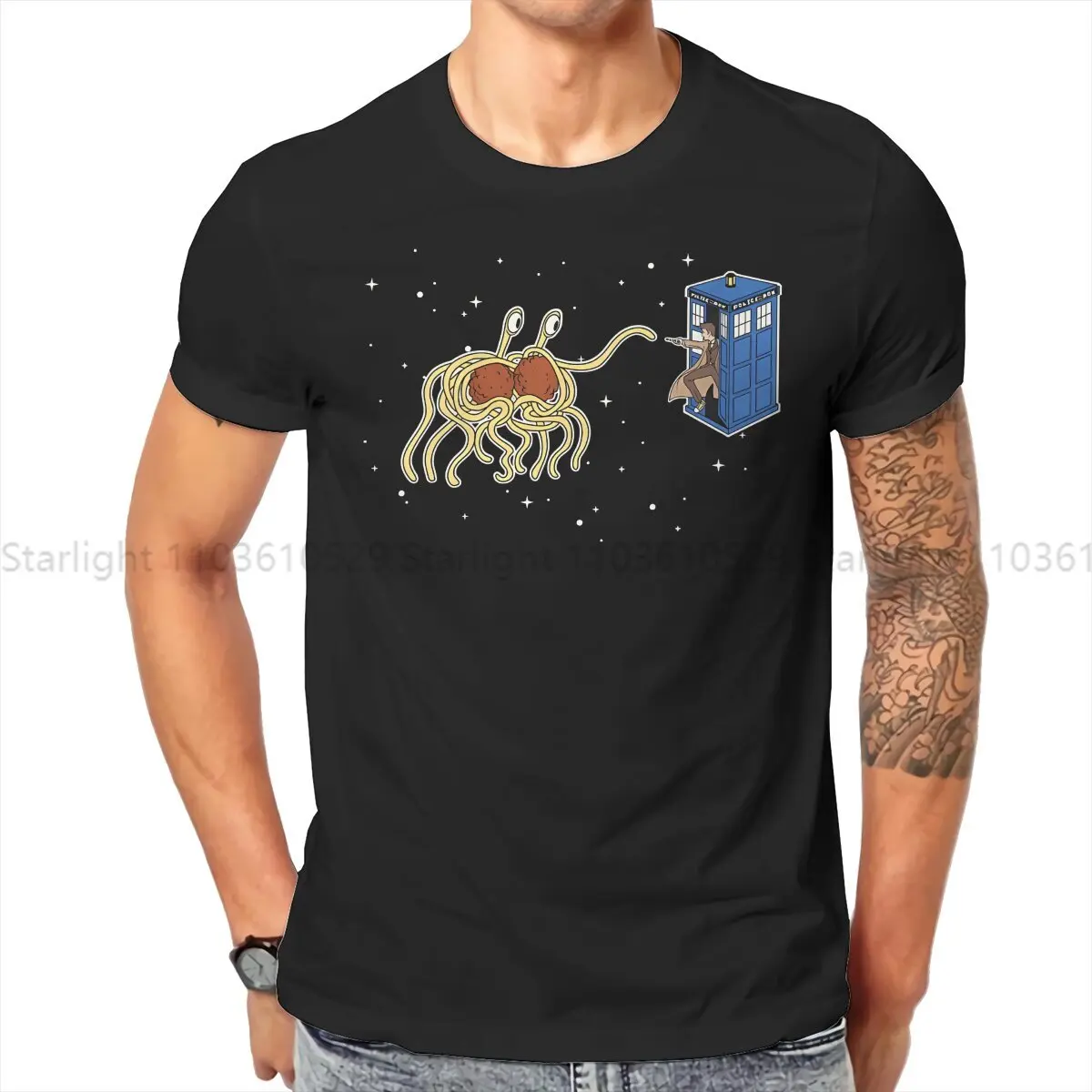 Flying Spaghetti Monster Newest TShirt for Men Wibbly Wobbly Noodley Woodley III Round Collar T Shirt Personalize Gift Tops