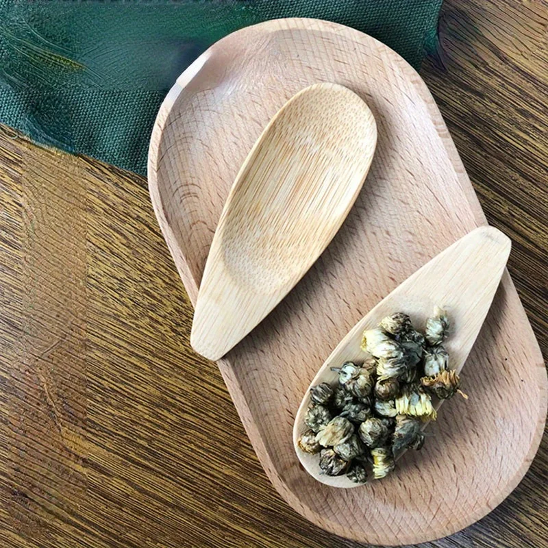5PC Creative Small Bamboo Spoon, Tea Spoon, Tea Shovel, Short Handle Tea Spoon, Tea Ceremony Dessert Spoon, Ice Cream Spoon