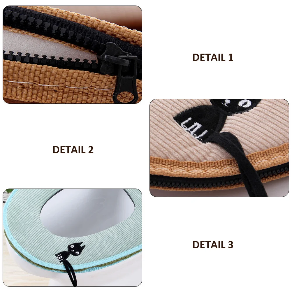 

1pc Winter Toilet Seat Pad Handheld Zipper Shaped Corduroy Elastic Bathroom Supply Toilet Cushion Closestool Mat