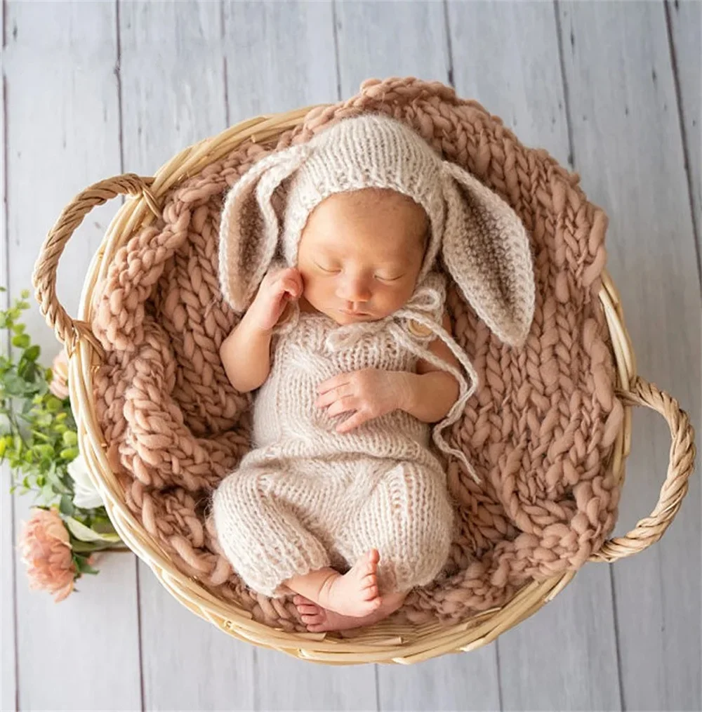 Newborn Photography Props Knitted Rabbit Sheep Suit Costume Clothing Baby Photography Clothes Accessories Baby Photoshoot Outfit