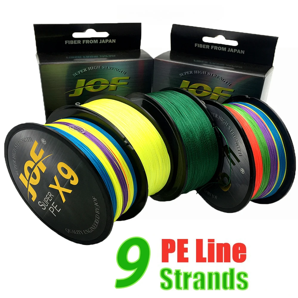 JOF 9 Strands PE Braided Fishing Line 300m/328Yards Smoother Fishing Line 20-80LB Abrasion Resistant Thin Diameter 0.14-0.4mm