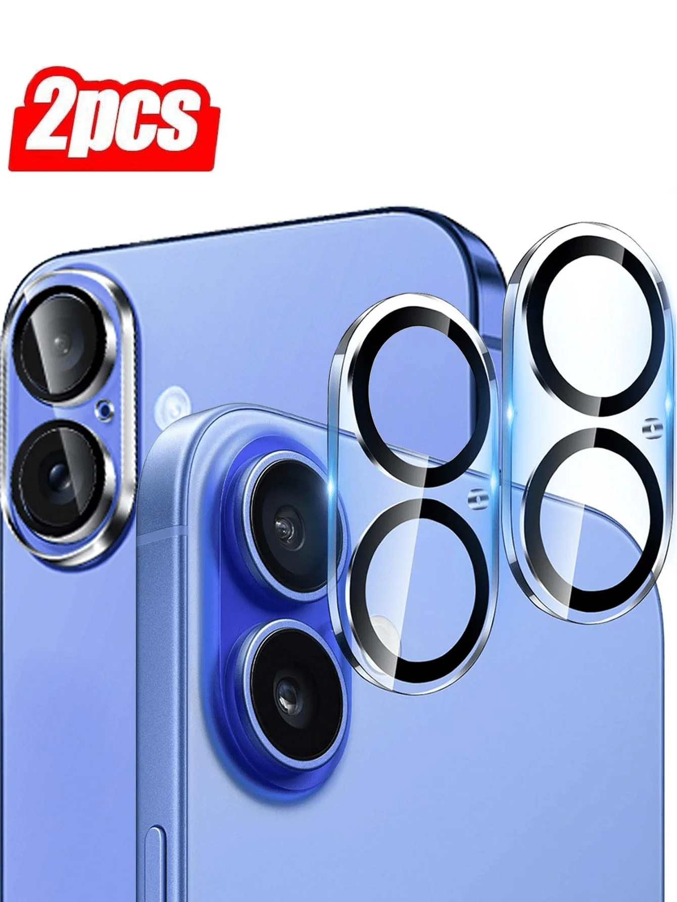 2 Películas de Vidro Temperado para Câmera de iPhone Séries 17, 16, 15, 14, 13, 12, 11 Pro Max/Pro/Plus/Mini