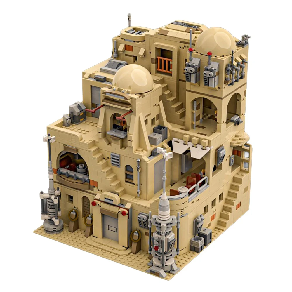 MOC Space War Modular Mos Eisley Cantina Building Block Set, Escena de película, arquitectura, modelo, juguetes, regalos para fanáticos del cine