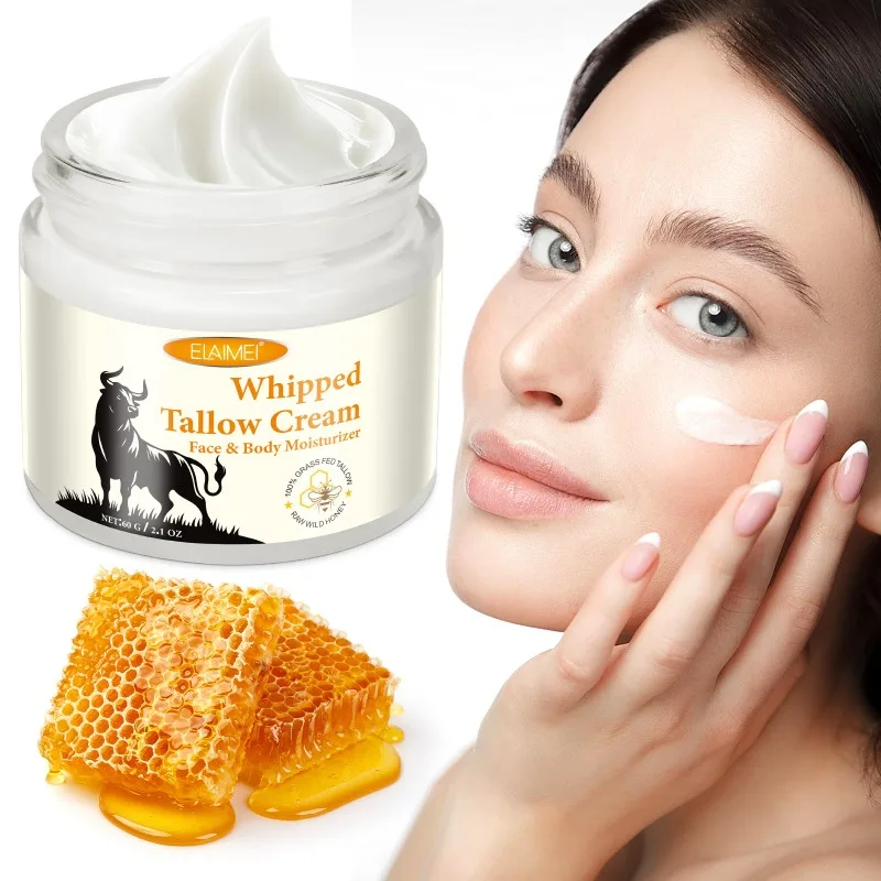 Whipped Beef Tallow Honey Organic Moisturizing Face Cream, Moisturizer, Body Lotion, Skin Care Hydrating Improve Roughness