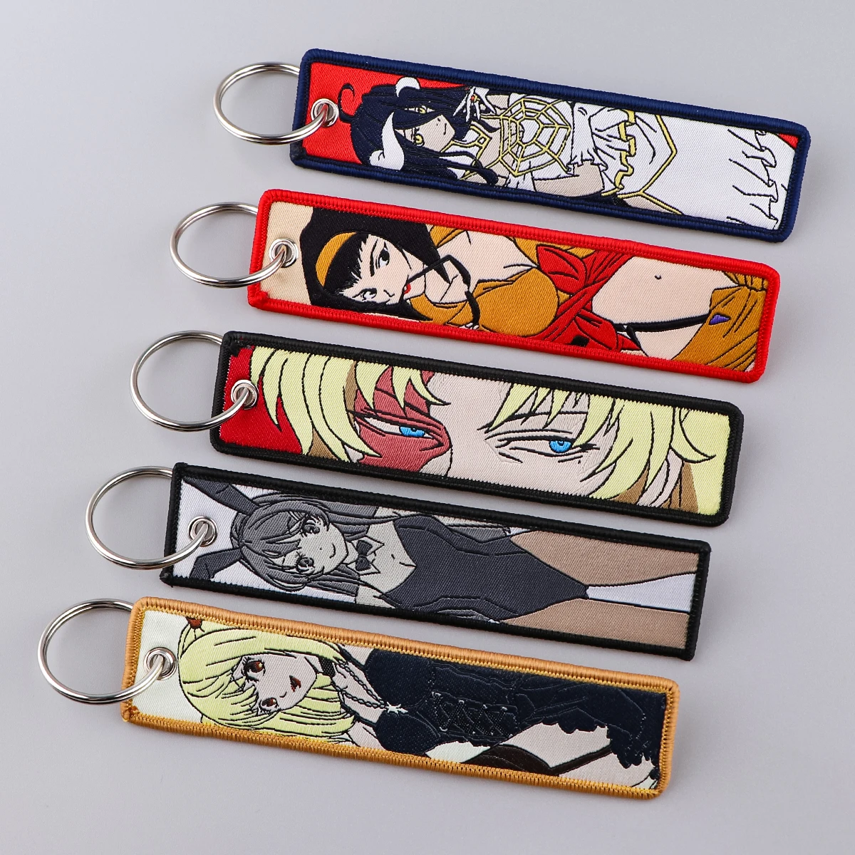 Cool Anime Key Tag Collection Embroidery Key Chain For Motorcycles Cars Backpack Chaveiro Key Ring For Friends Gifts