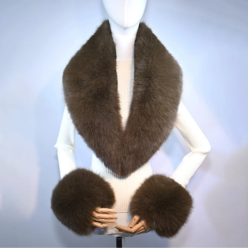 3Pcs Set Faux Fur Material Faux Fur Collar Cuffs Set Warm Texture Detachable Faux Fur Scarves Soft Touch