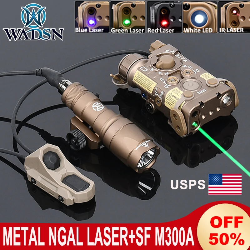 Wadsn L3 NGAL Full Metal Red Green Blue Dot IR Pointer Tactics M300A Flashlight Strobe White LED Light UNAxon Mod Button Switch