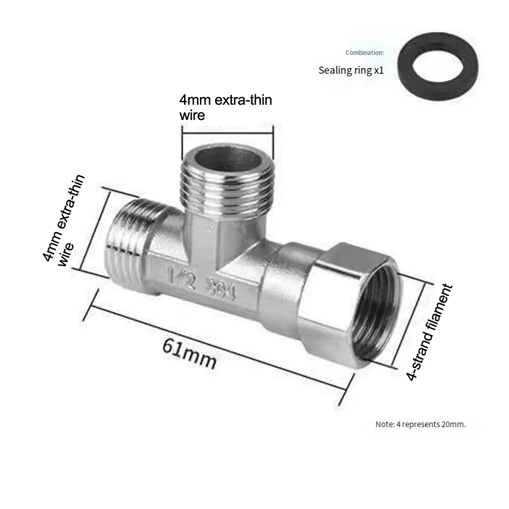 3 Pieces 304 Stainless Steel T Shape Union Tee Connector For Basin Hose Water Line Adapter Kitchen Bathroom Plumbing Fittings
